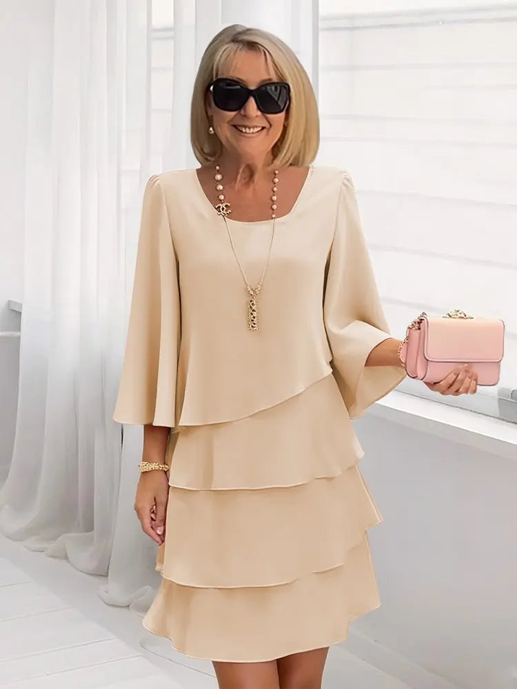 Caroline | Elegant Comfort Ruffle Dress