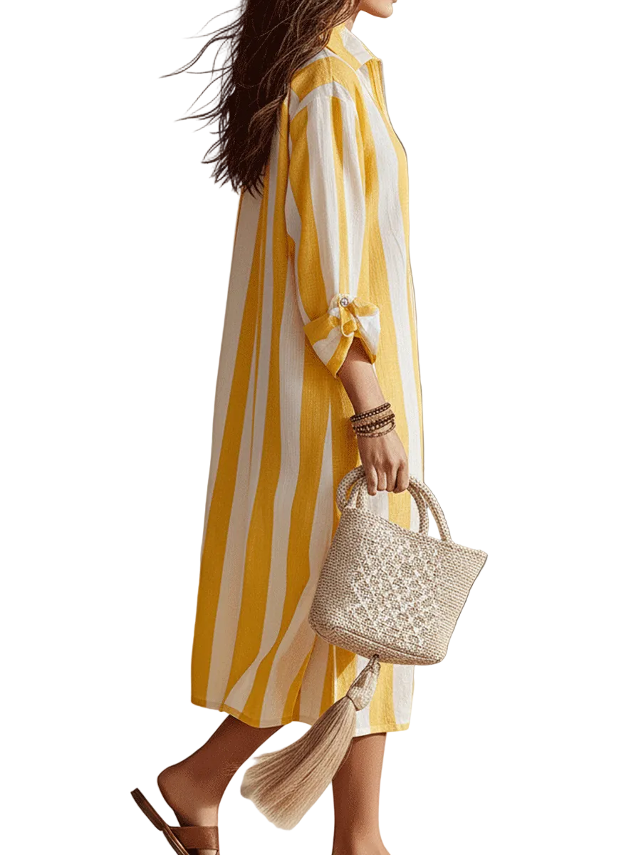 Relaxed Striped Resort Midi Dress