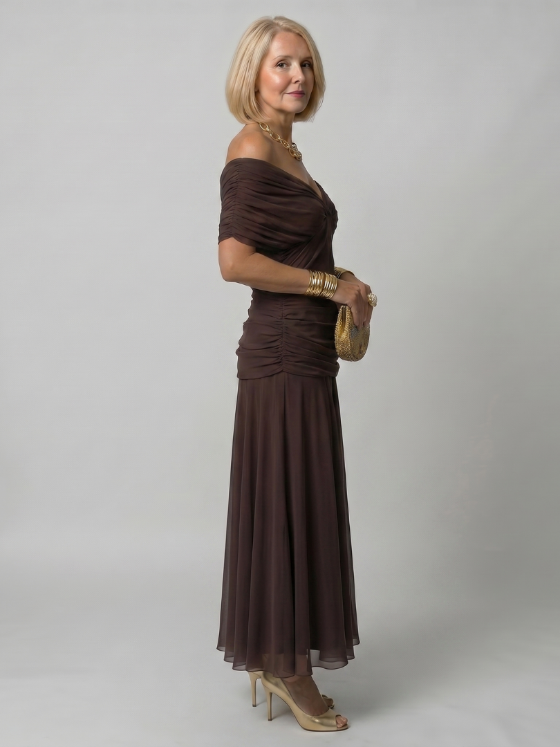 Natasha | Off Shoulder Flow Midi Dress