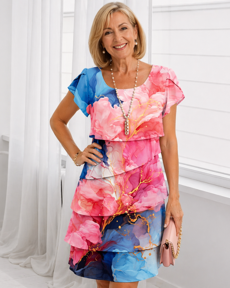 Caroline | Elegant Comfort Ruffle Dress