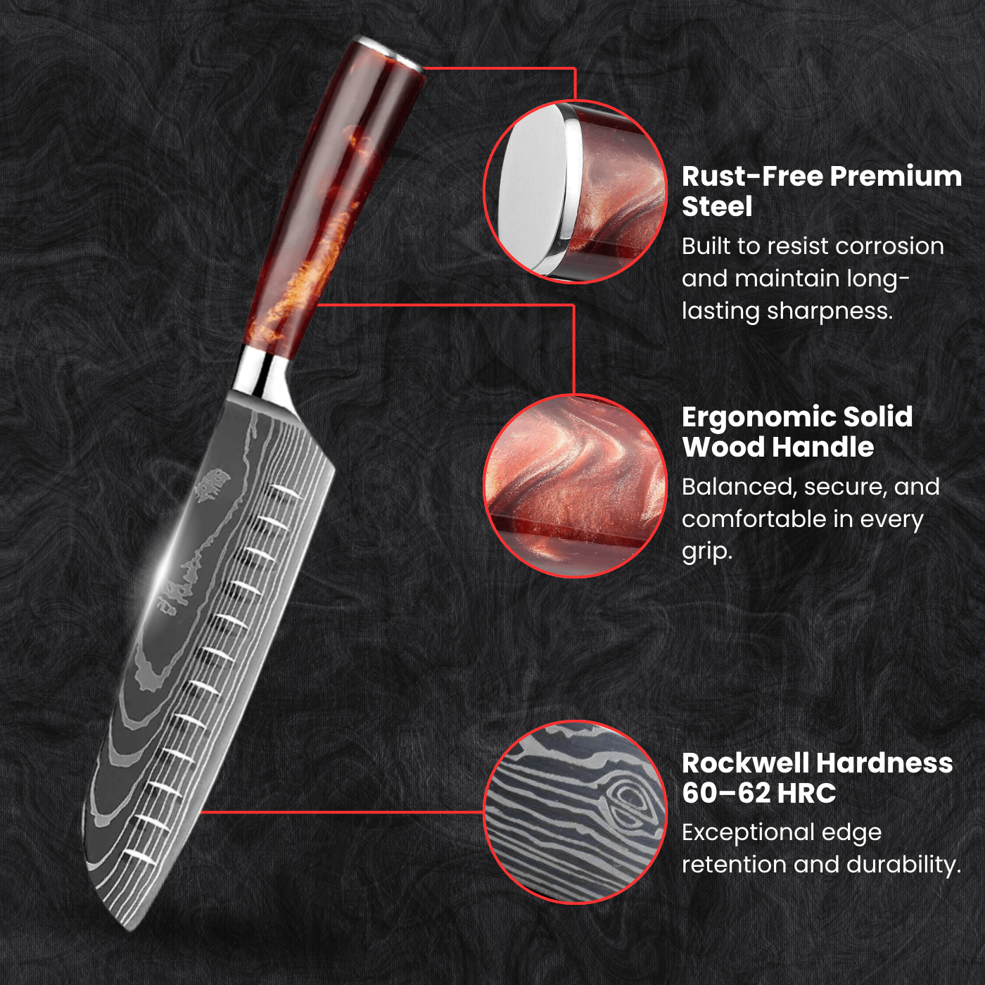 Santoku All-Purpose Knife (7") - Kohaku Series
