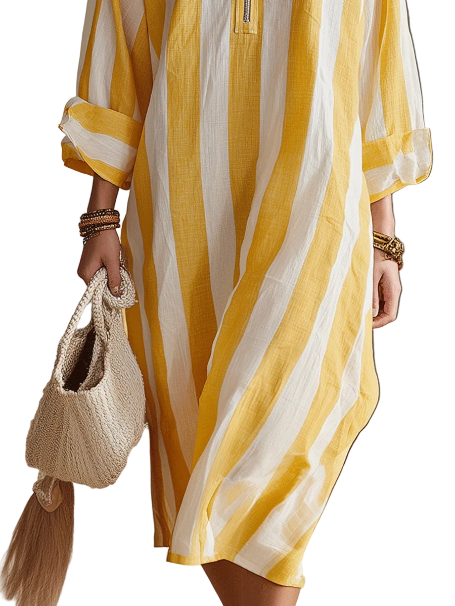 Relaxed Striped Resort Midi Dress