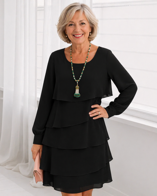 Margaret | Elegant Comfort Ruffle Dress Long Sleeve