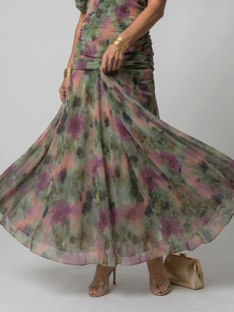 Natasha | Off Shoulder Flow Midi Dress