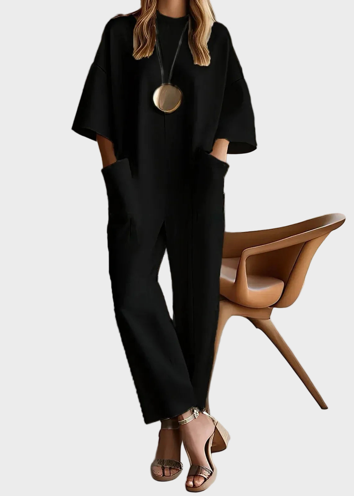 Elizina - Stylish Half Sleeve Loose Jumpsuit