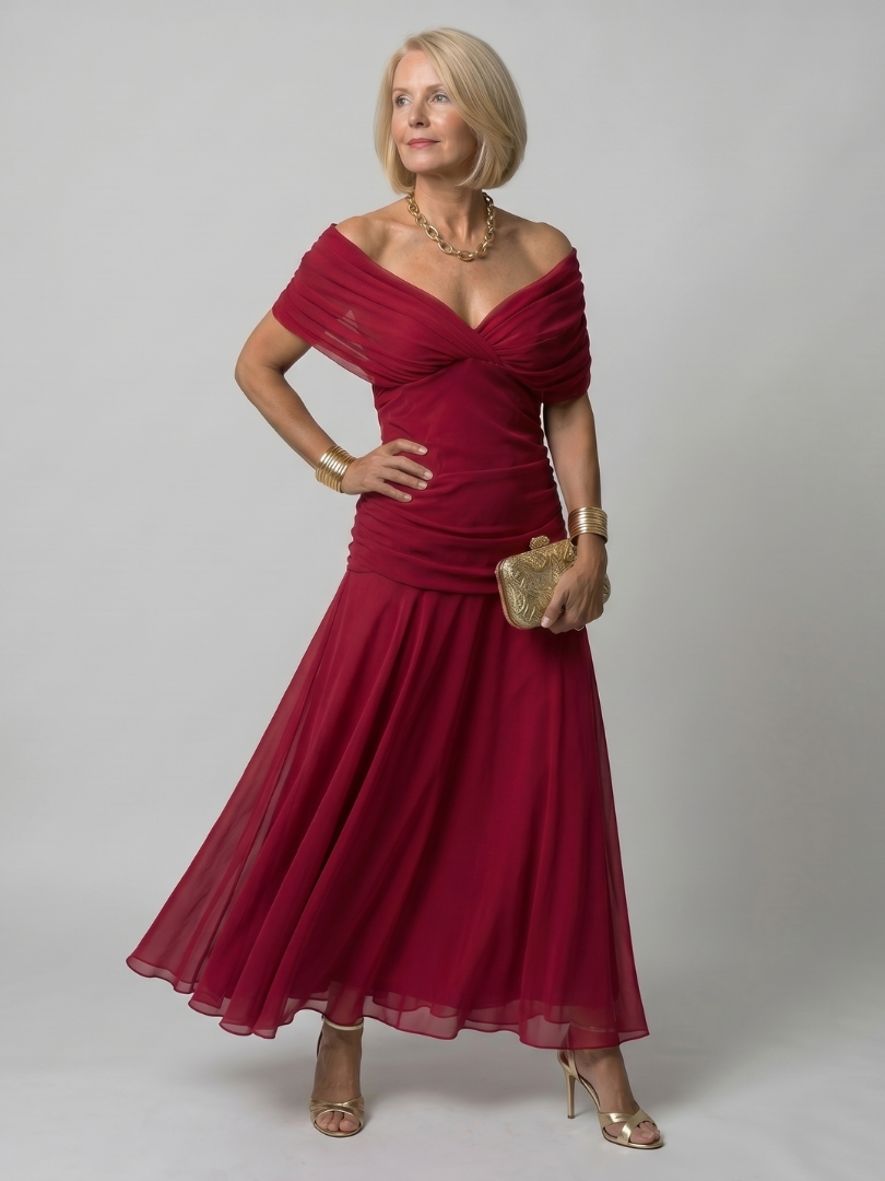 Natasha | Off Shoulder Flow Midi Dress