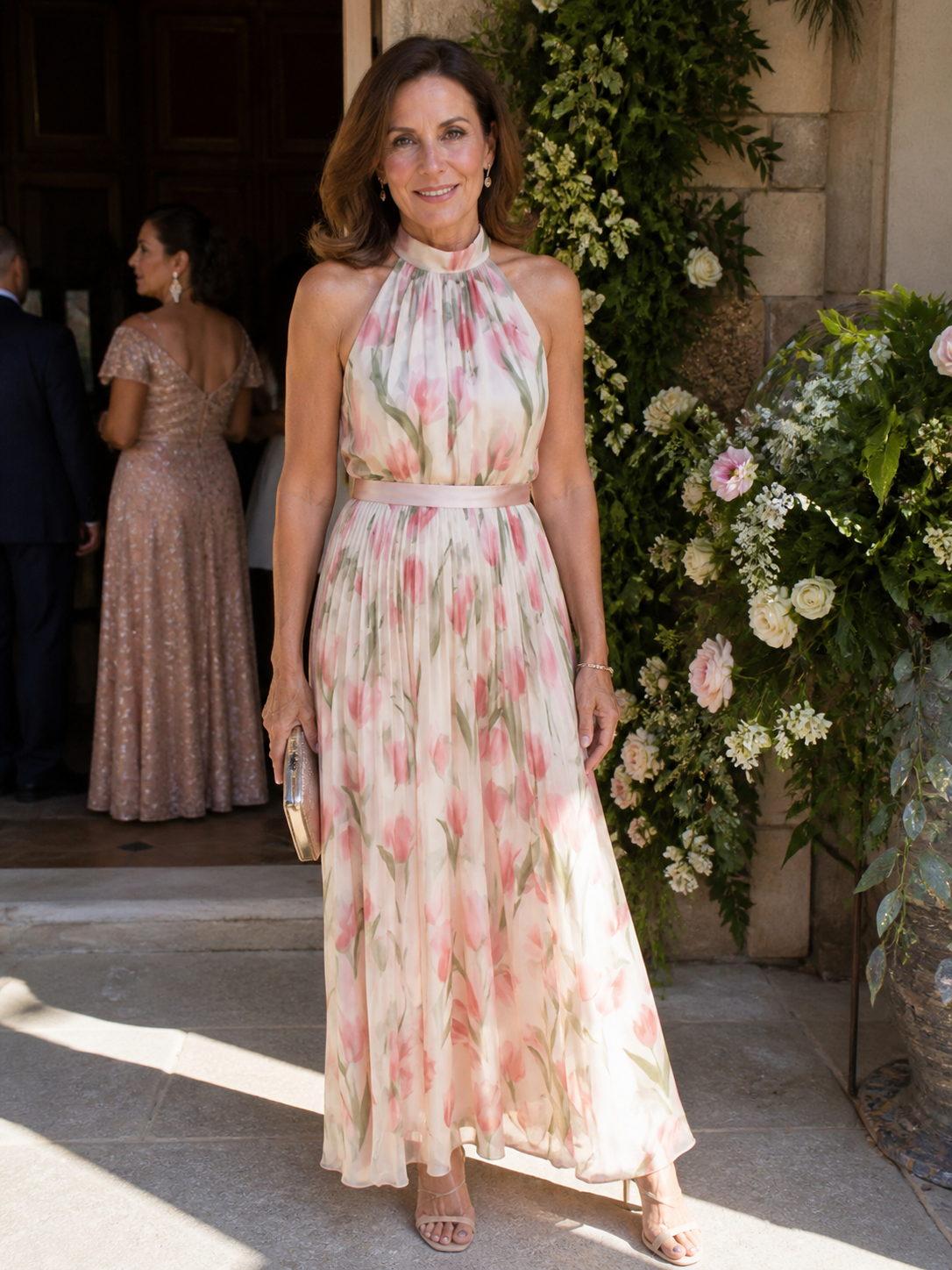Corinna | Halter Neck Floral Midi Dress