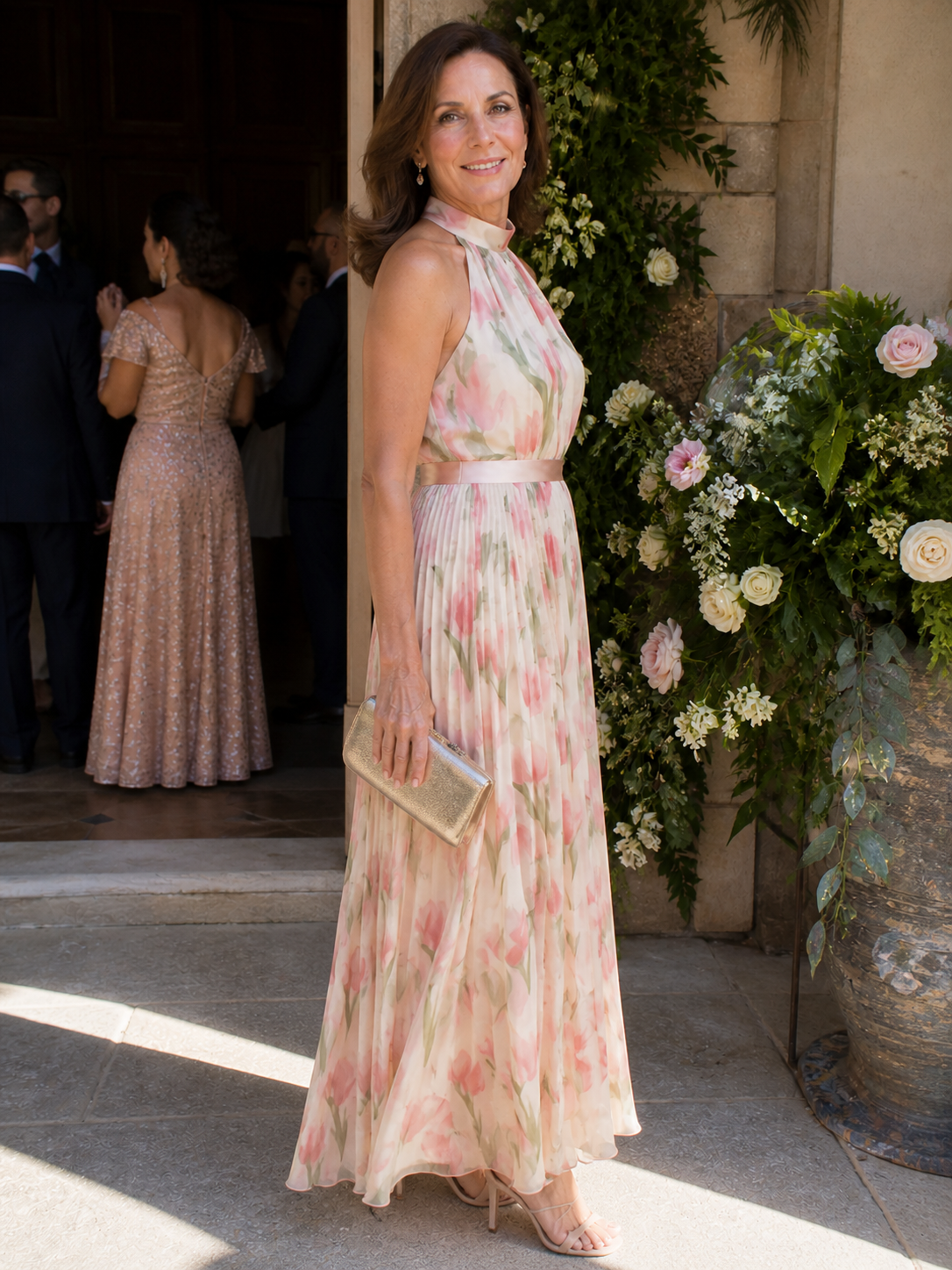 Corinna | Halter Neck Floral Midi Dress