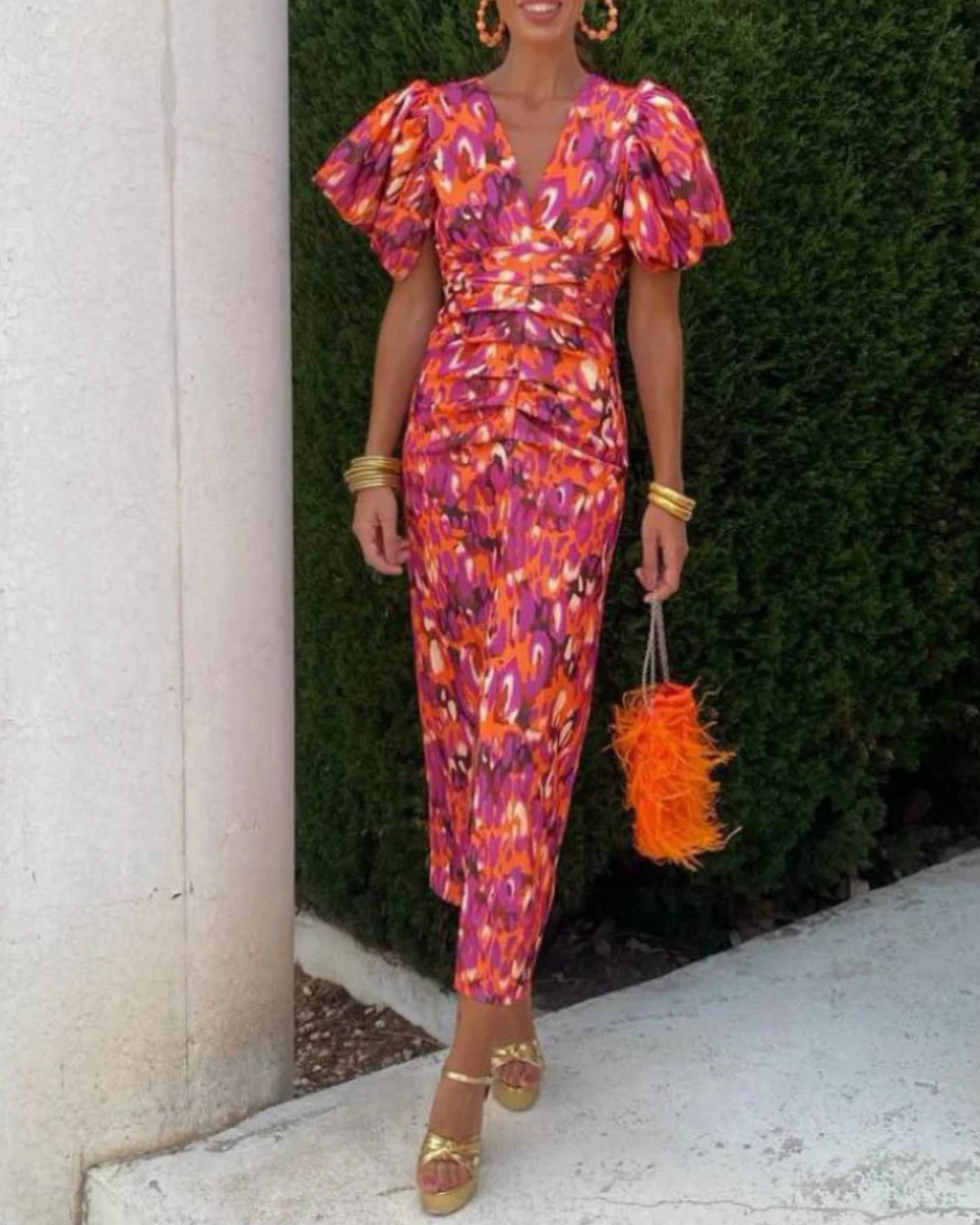 Alessia | Vivid Pleated Midi Dress