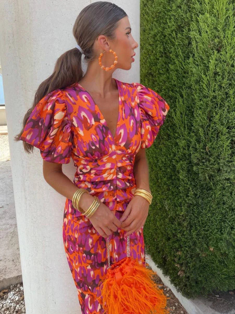 Alessia | Vivid Pleated Midi Dress