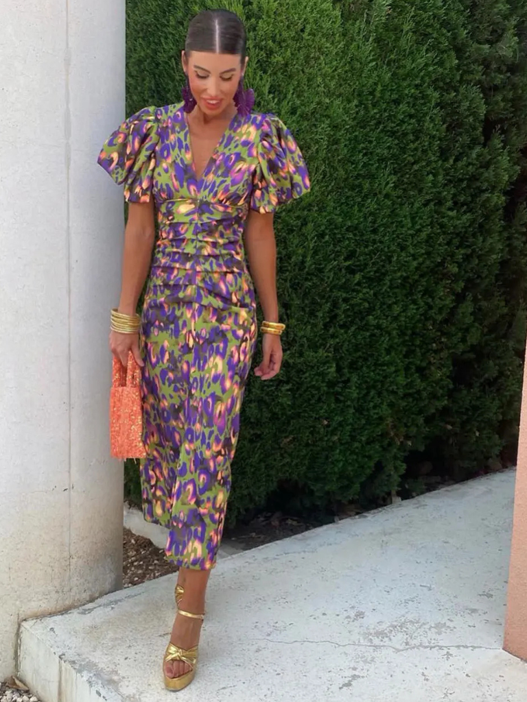 Alessia | Vivid Pleated Midi Dress