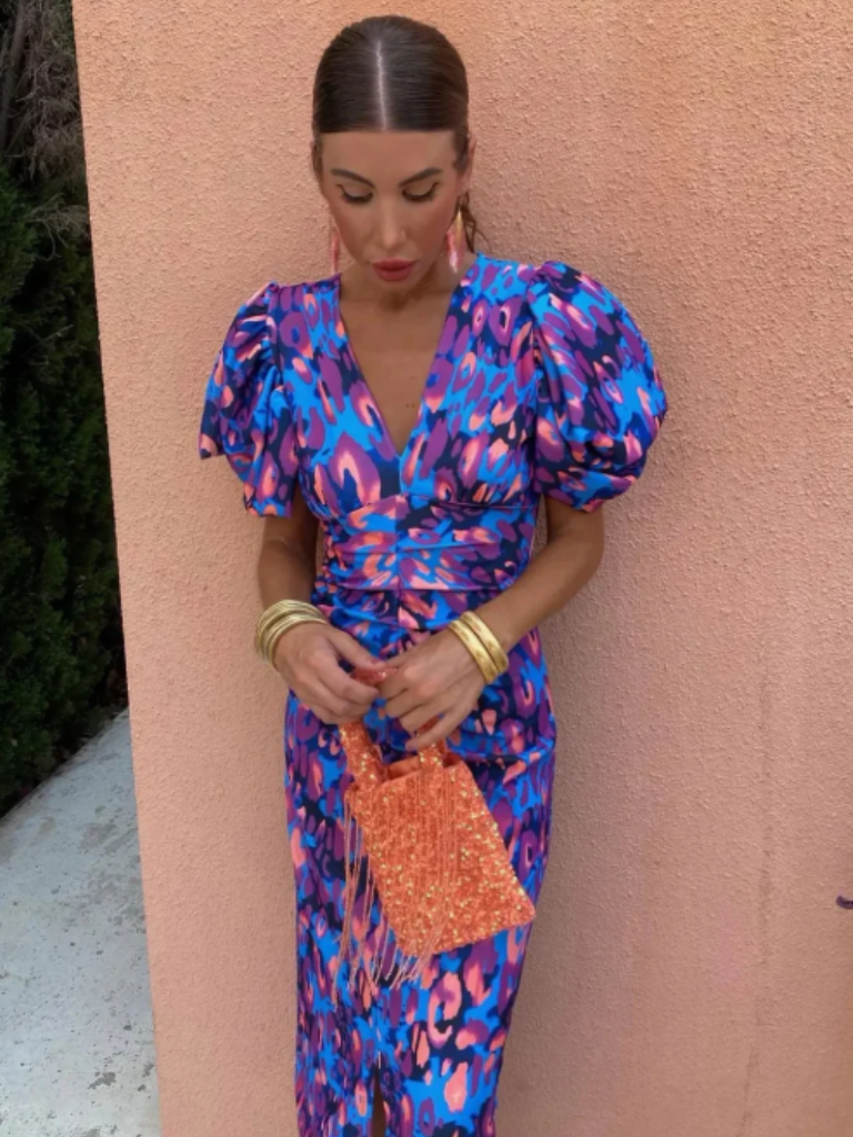 Alessia | Vivid Pleated Midi Dress
