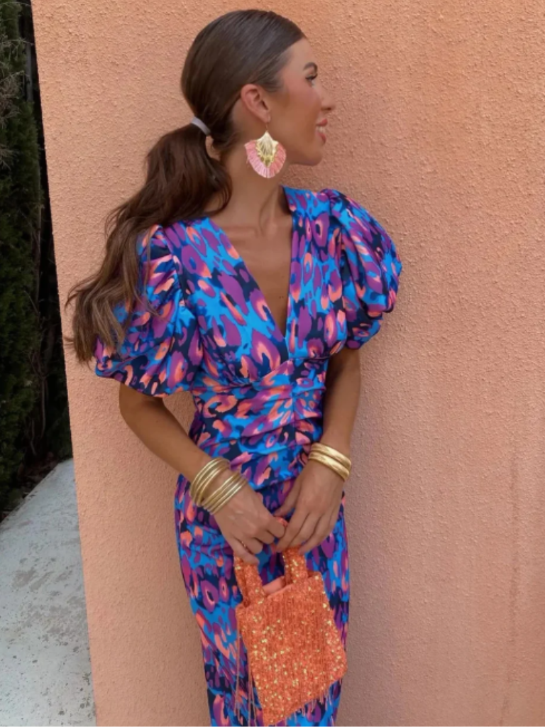 Alessia | Vivid Pleated Midi Dress
