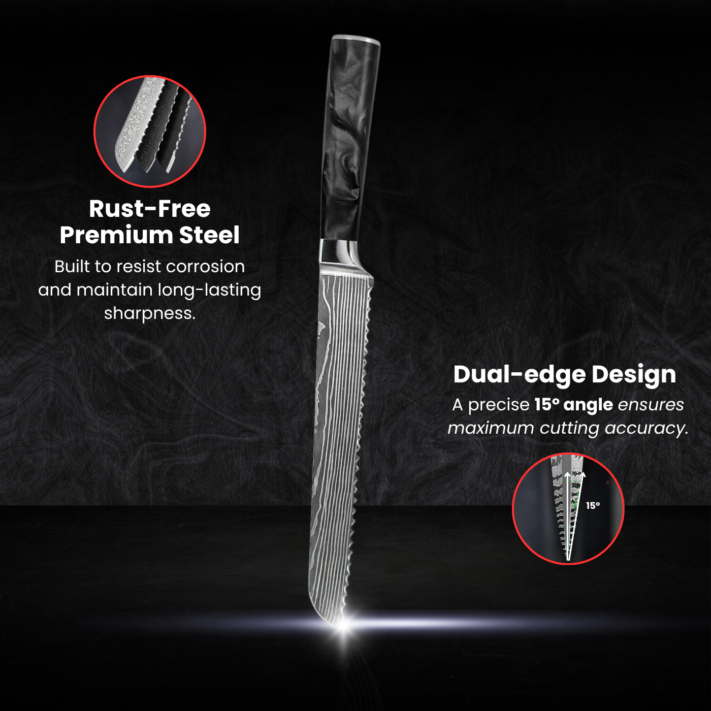 Pankiri Bread Knife (8") - Sumi Series