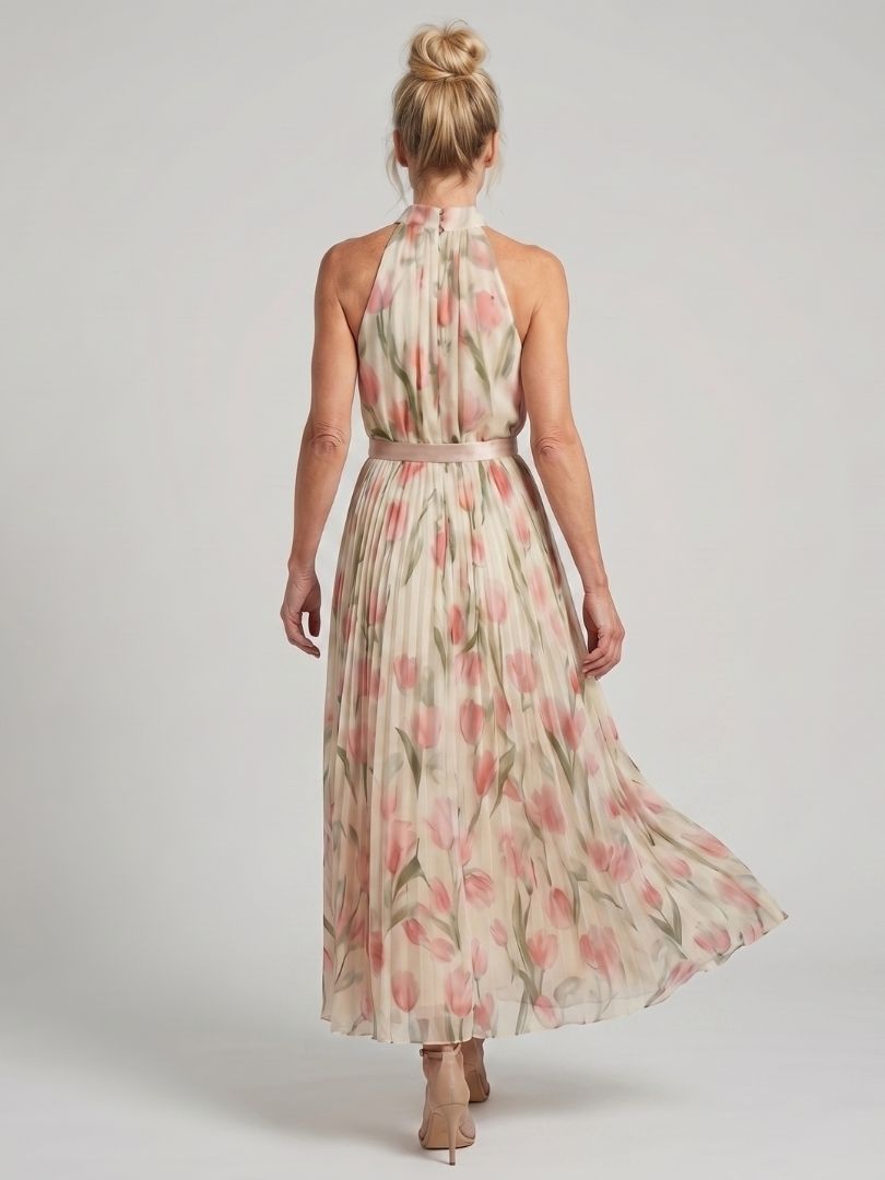 Corinna | Halter Neck Floral Midi Dress