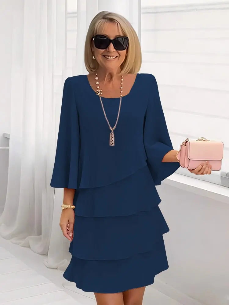 Caroline | Elegant Comfort Ruffle Dress