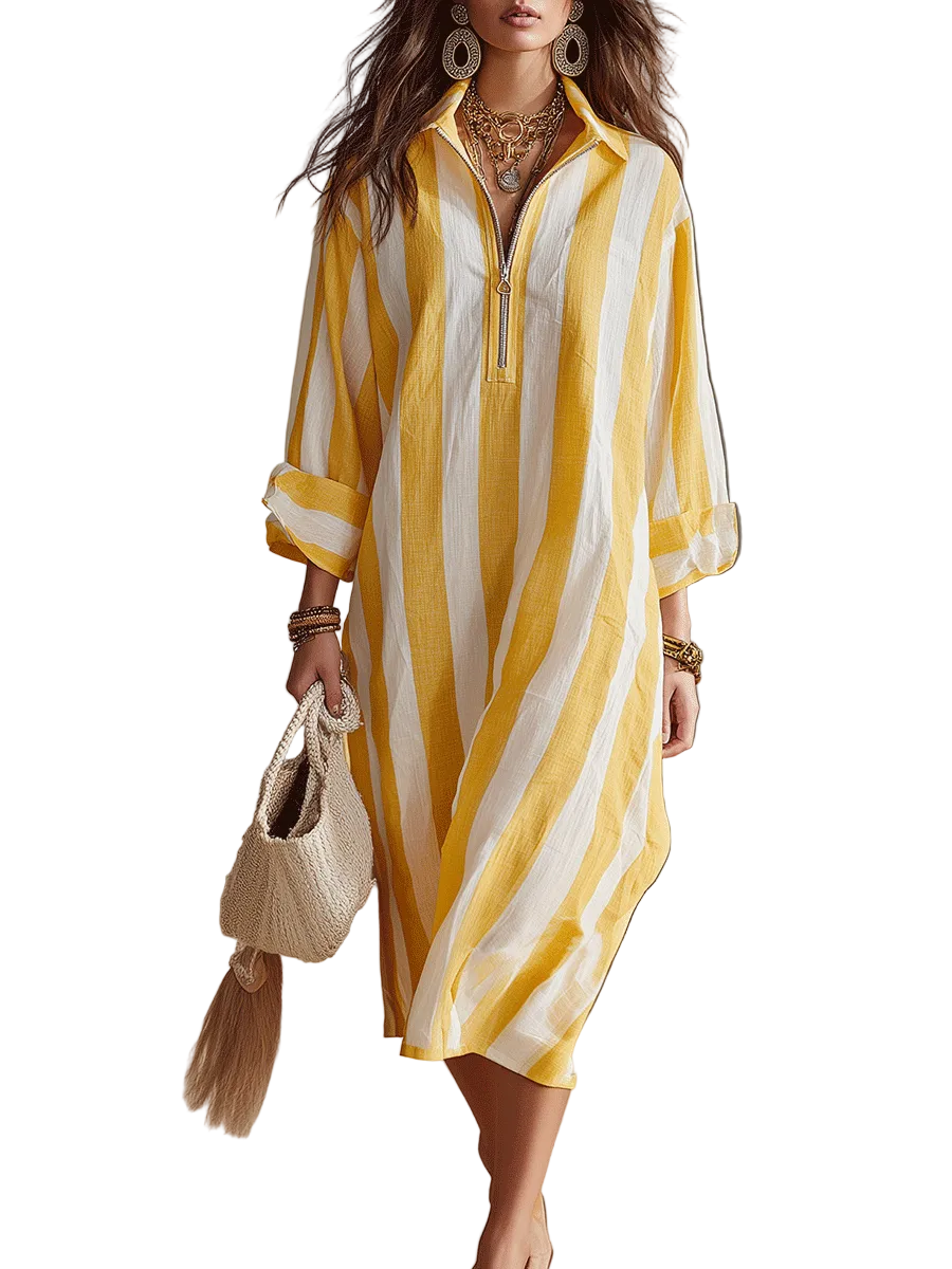 Relaxed Striped Resort Midi Dress