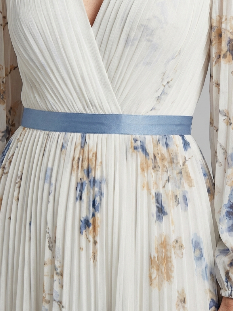 Harriet | Long Sleeve V Neck Floral Maxi Dress