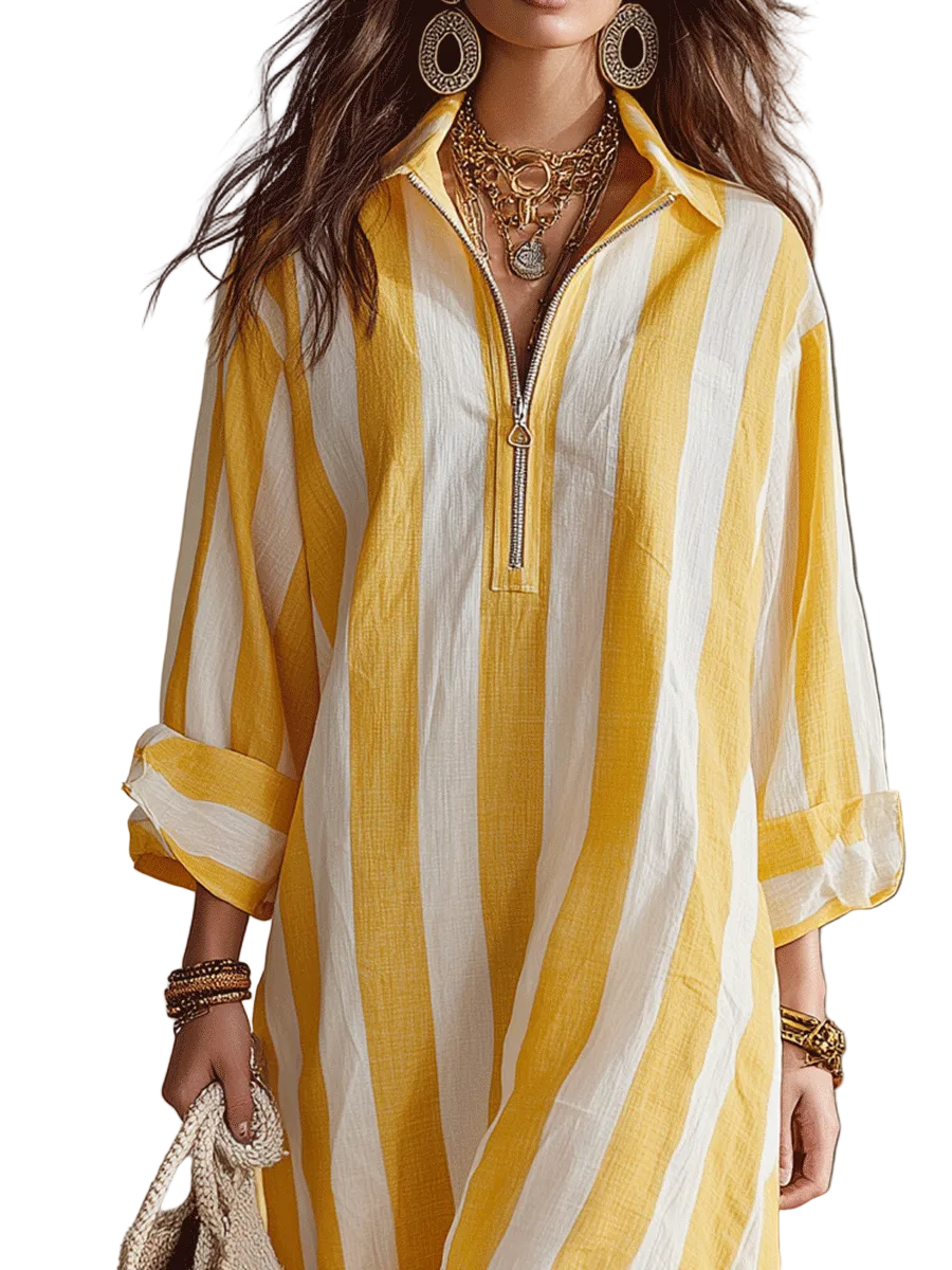 Relaxed Striped Resort Midi Dress