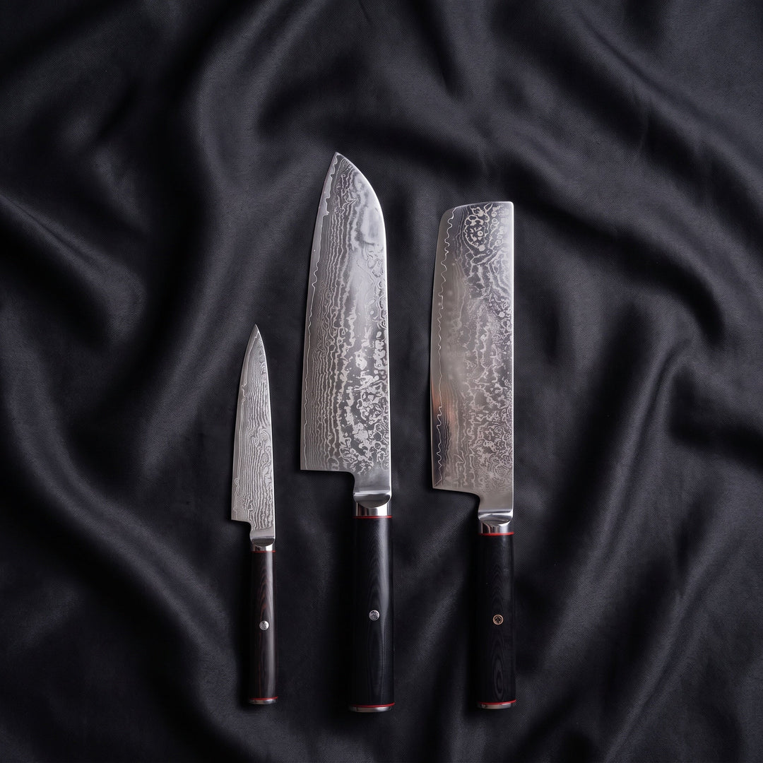 Tsurugi Knife Trio (Santoku, Nakiri &amp; Petty)